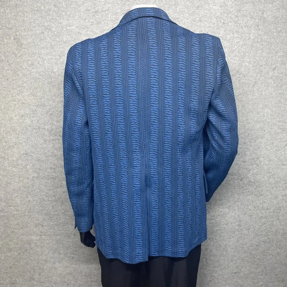 Vintage Guild Crafted by Howard Men 40L Blazer Textured Blue Black Metal Buttons